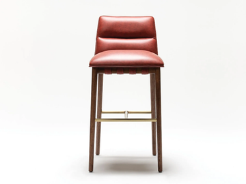URIAH - Leather and ash barstool with back by Papell Design - view 2